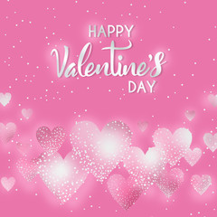 Naklejka na ściany i meble Artistic typography on Valentines day with sprinkles on pinkhearts