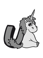 unicorn einhorn pferd horn buchstabe U anfangsbuchstabe initialen abc großbuchstabe name vorname