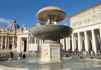 Fountain in the square in front of St. Peter's Cathedral