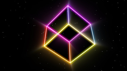 Obraz premium abstract 80s sci-fi retro cube
