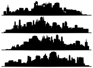 Modern Urban City Of Skyscrapers Vector Landscape View