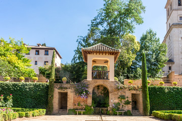 Fototapeta na wymiar Observatory in the Alhambra gardens in Granada, Spain, Europe