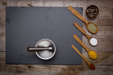 Stone cutting board and spices