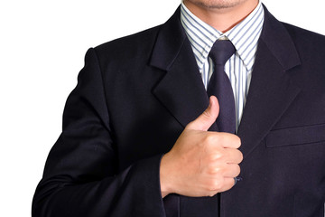 Businessman Give a thumbs up ,the concept of success or winner