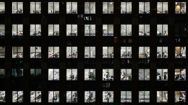 東京 オフィスビルで働く人々　イメージ　タイムラプス