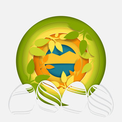 Spring background with Easter eggs