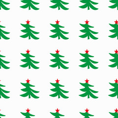 green Christmas tree on a light background seamless pattern. vector illustration for your design