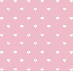 White hearts seamless pattern on pink pastel tone background, Valentine's day card .