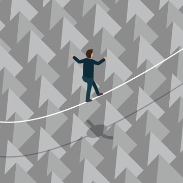 Businessman Walking On A Wire 