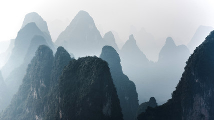 Beautiful mountain landscape in Yangshuo Guilin, China.