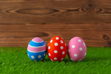 Easter eggs on the grass