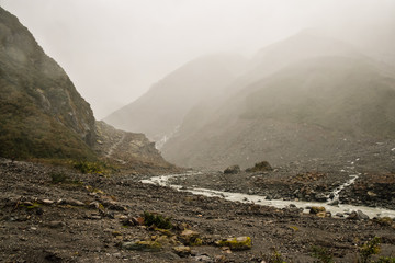 Franz Josef Glacier,New Zealand  -May 2,2016: Franz Josef Glacier in rainning day,Westland Tai...
