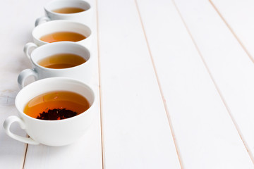 Fototapeta na wymiar tea on the wooden table