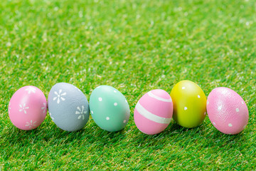 easter eggs on the grass
