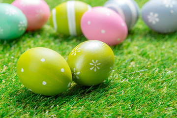 easter eggs on the grass