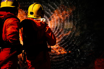 Fototapeta premium Fire drills in the training center regularly to get ready.