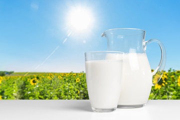 milk on wooden table