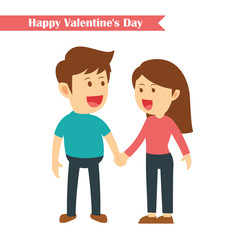 characters couples holding hands in happy valentines day isolated on white background