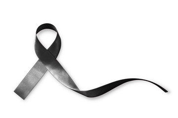 Black Ribbon symbol raising public awareness on Melanoma and skin cancer prevention and mourning...