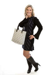 Retro Woman Holding Bag