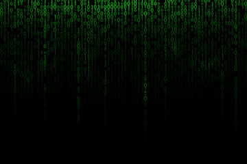 Green falling digits background. Binary backdrop illustration