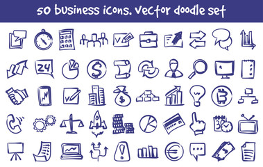 vector doodle business icons set