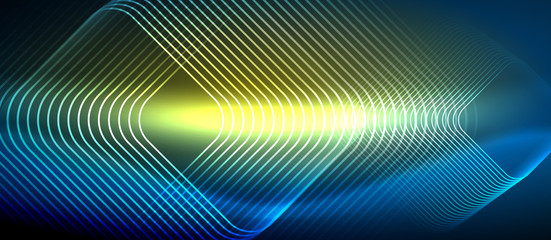 Neon glowing techno lines