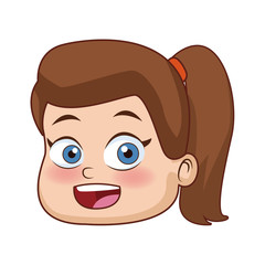 Cute girl face cartoon icon vector illustration graphic design