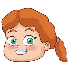 Cute girl face cartoon icon vector illustration graphic design
