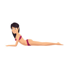 young woman tanning character