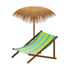 beach chair with palm umbrella