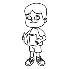 Cute school boy cartoon icon vector illustration graphic design