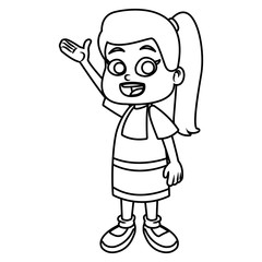Cute school girl cartoon icon vector illustration graphic design