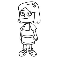 Cute school girl cartoon icon vector illustration graphic design