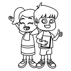 Little school kids cartoon icon vector illustration graphic design