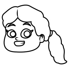 Cute girl face cartoon icon vector illustration graphic design