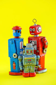 A vintage wind up toy robot