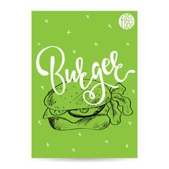 Hand drawn fast food posters vintage style retro food background sketch