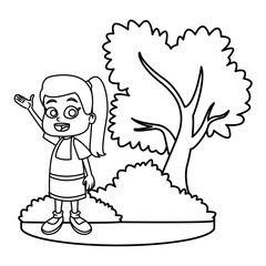 Little girl at park cartoon icon vector illustration graphic design