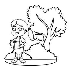 Little girl at park cartoon icon vector illustration graphic design