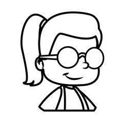 School girl with glasses cartoon icon vector illustration graphic design