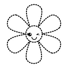 sticker flower kawaii cartoon botanical icon vector illustration