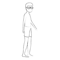 young man in swimsuit character