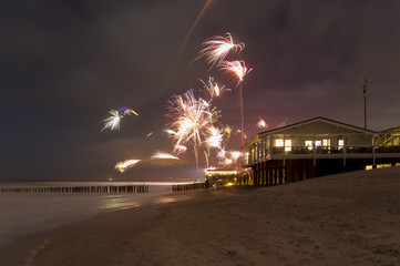 coastal fireworks scenery