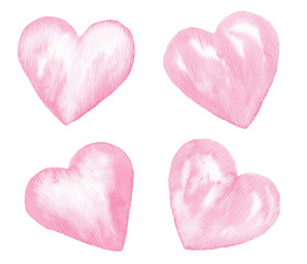 Watercolor valentine illustrations isolated on white. Wreath,pigeons,envelopes,bottle,hearts for romantic,wedding,valentines day design
