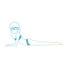 young woman tanning character