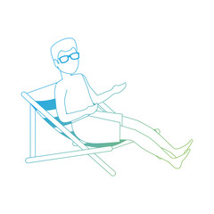 young man in swimsuit with beach chair character