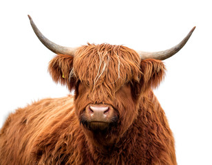 Scottish highland cattle  isolated - obrazy, fototapety, plakaty