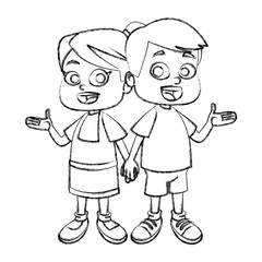 Little school kids cartoon icon vector illustration graphic design