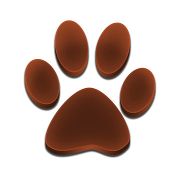Logo footprint of dog 3d brown color